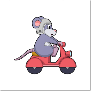 Mouse as Biker with Scooter Posters and Art